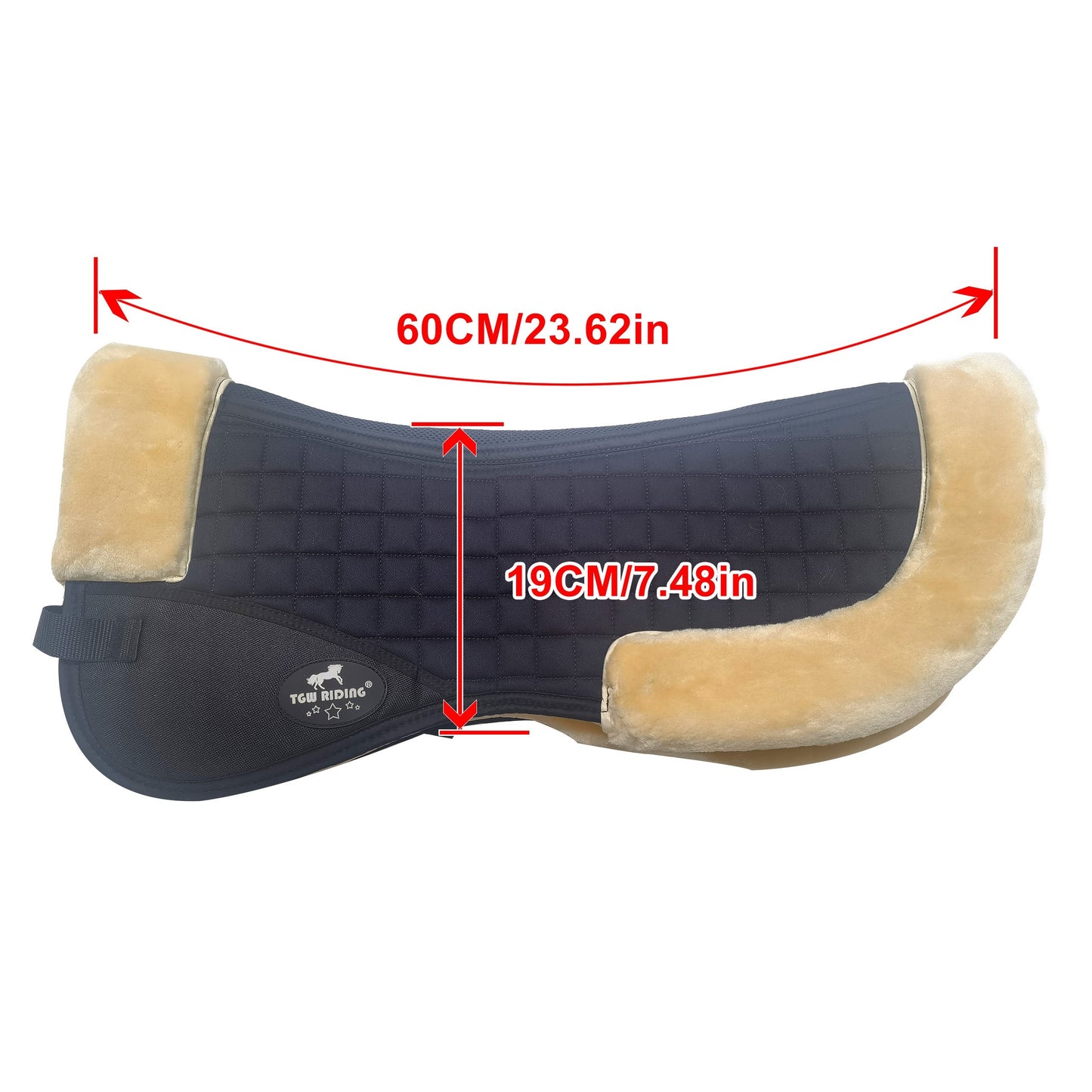 Horse Half Pad For English Saddle, With A Shape-retaining Foam Insert, The Cushioned Synthetic Sheepskin Is Thick, Soft, Non-Shedding, Easy To Clean