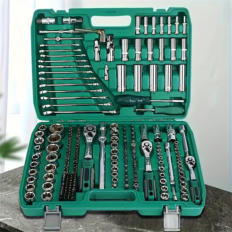 216&151&53PCS Tool Set, MechanicTool Kits For Auto Repair And Household Mechanical Tool Kit For Car Repair Tools, 1/2 *1/4" 3/8 "drive Depth And Standard Sockets, Ratchet Torque Wrench Screwdriver Socket Combination Tool Kit