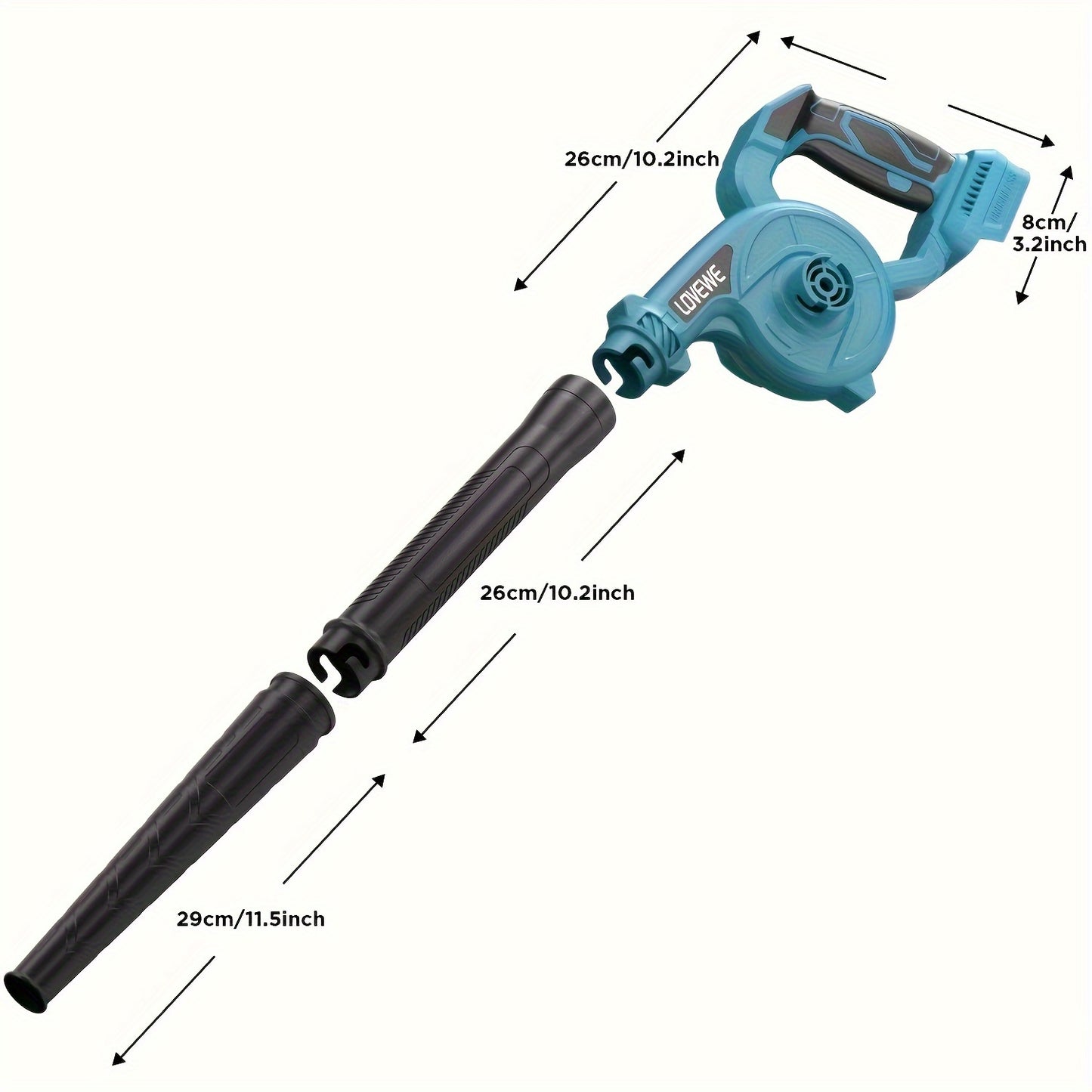 LOVEWE Cordless Leaf Blower, 150Mph 3 Speed Mode Handheld Electric Leaf Blowers 2-in-1 Lightweight Mini Cordless Leaf Vacuum With Brushless Motor For 18-21V Makita Interface, Leaf Blower