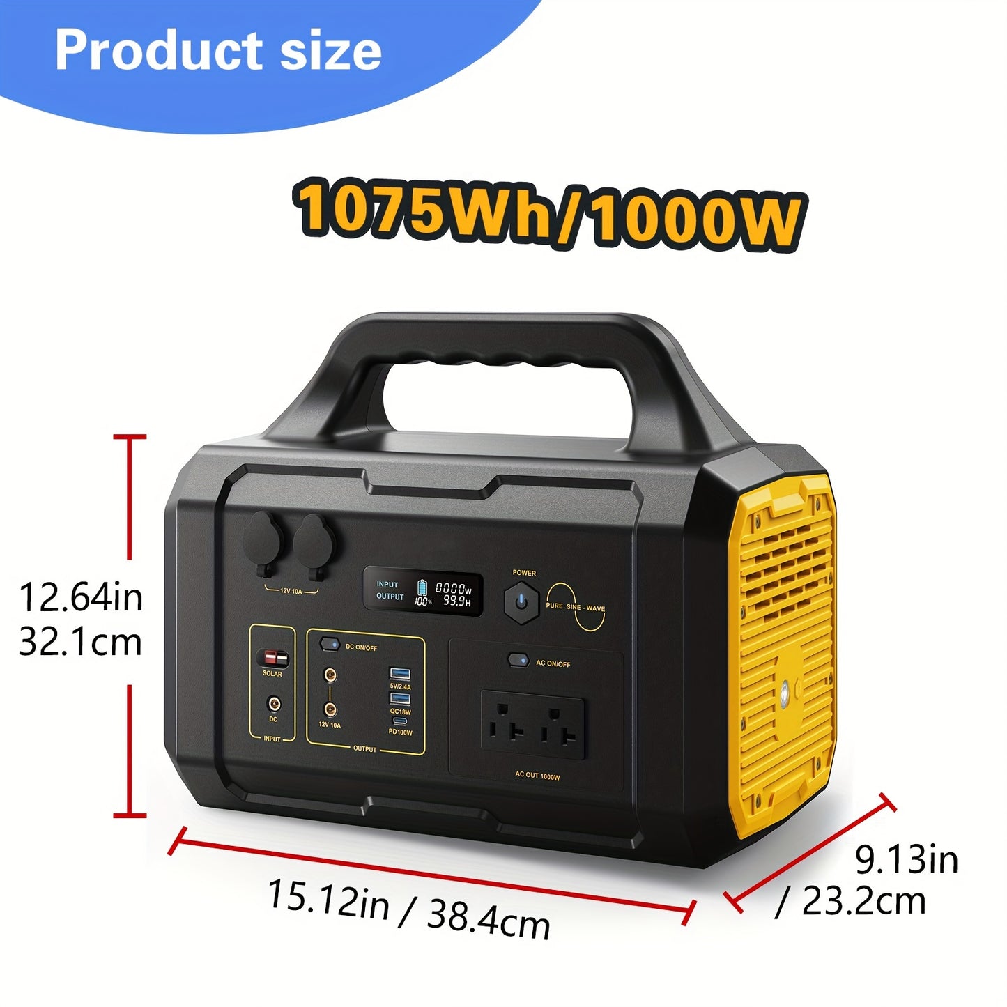 Portable Power Bank, 1075Wh/1000W, Suitable For Family Emergency Outdoor Hunting Camping RV Travel