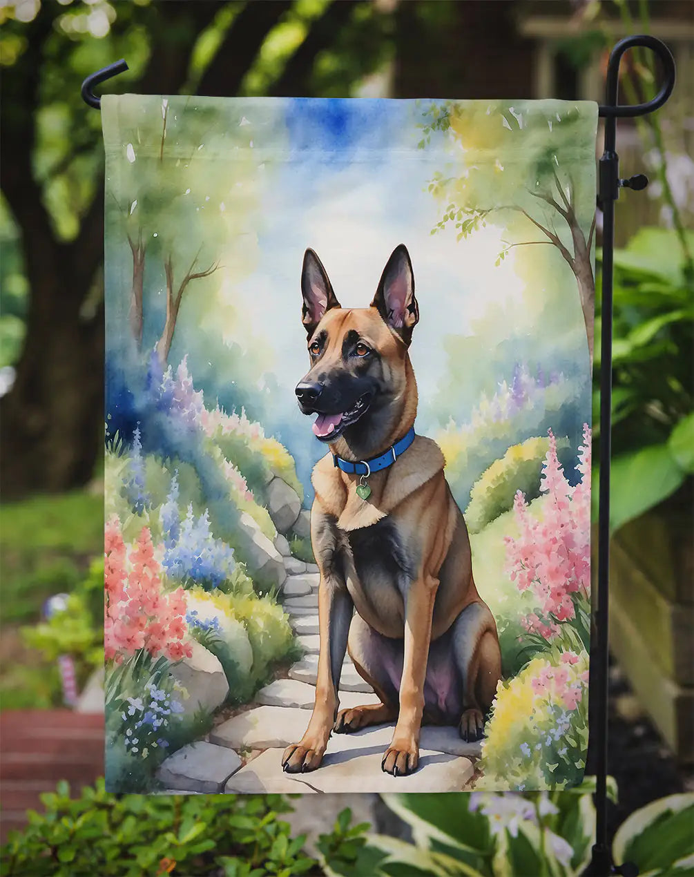 Belgian Malinois Spring Garden Garden Flag