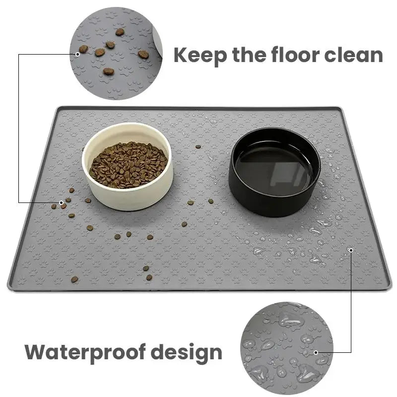 Pet Placemat, Bowl Mat, Cat and Dog Drinking Fountain, Water Feeding Mat, Placemat, Silicone Waterproof Pet Bowl Mat, Anti-fouli