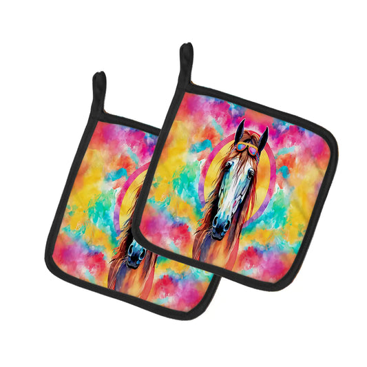 Hippie Animal Horse Pair of Pot Holders