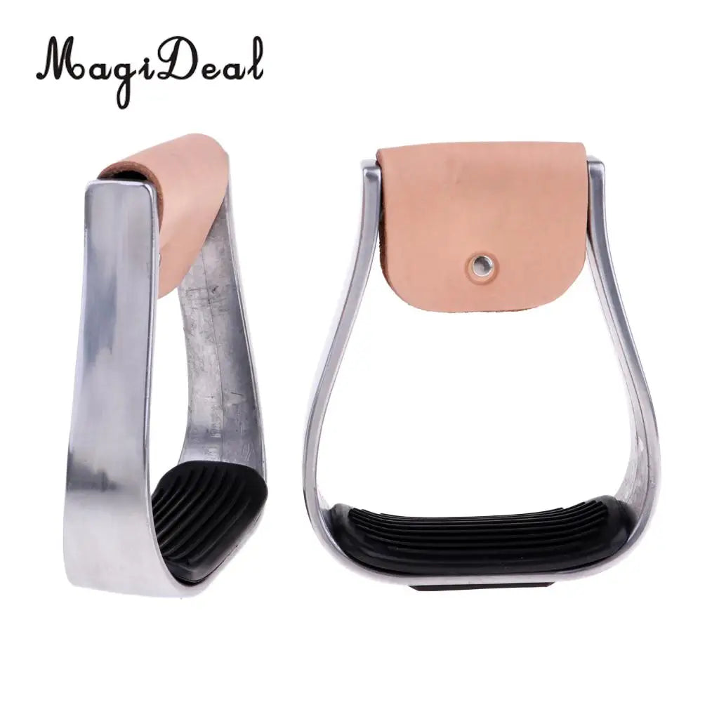 MagiDeal 2Pcs/Set Adult Aluminum Stirrups Equestrian Horse Riding Gear Anti Skid Treads Black