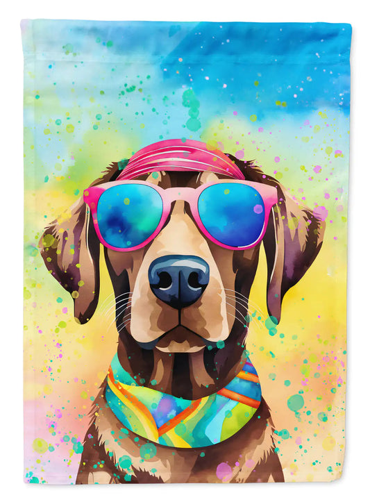 Chocolate Labrador Hippie Dawg Garden Flag