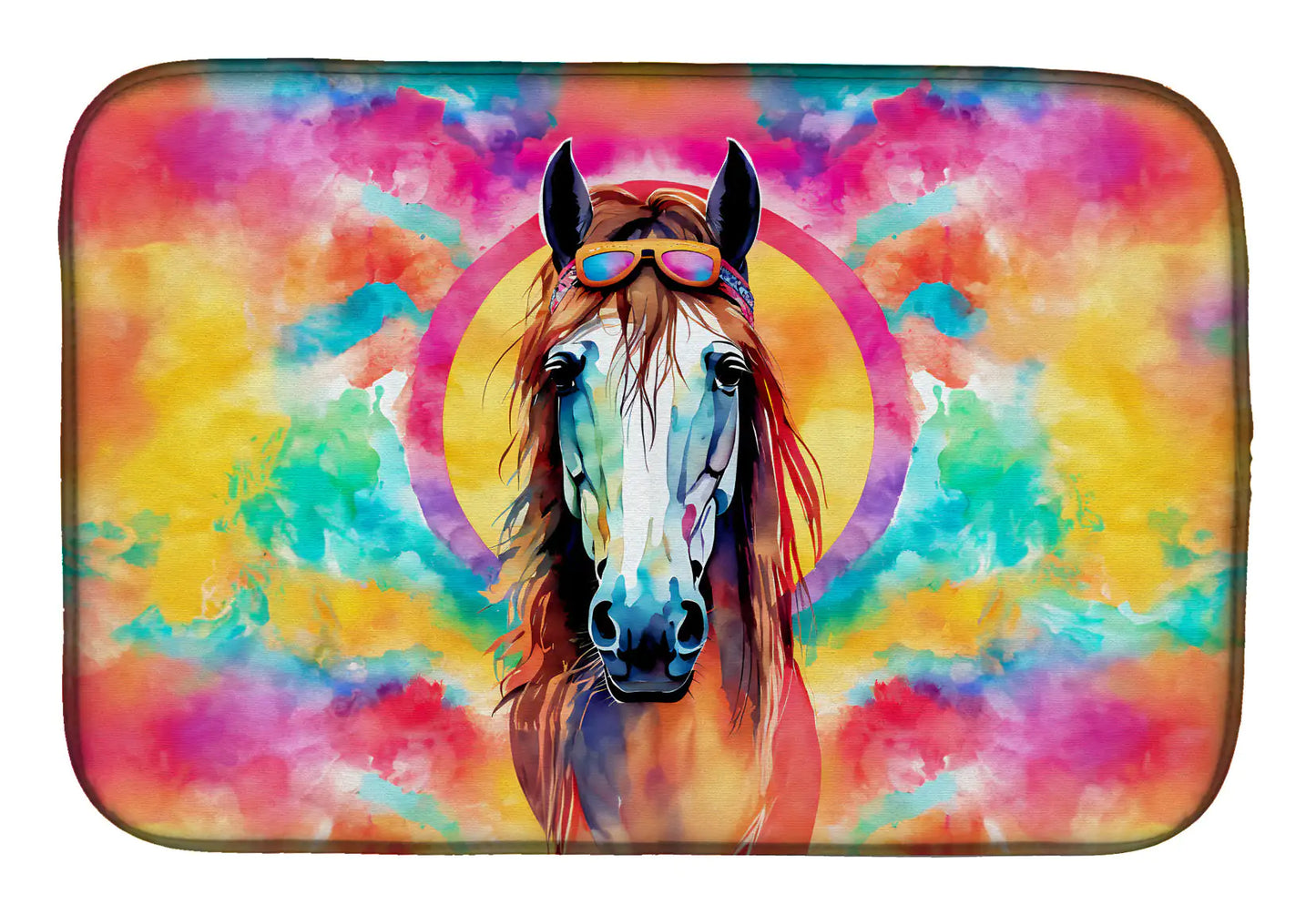 Hippie Animal Horse Dish Drying Mat