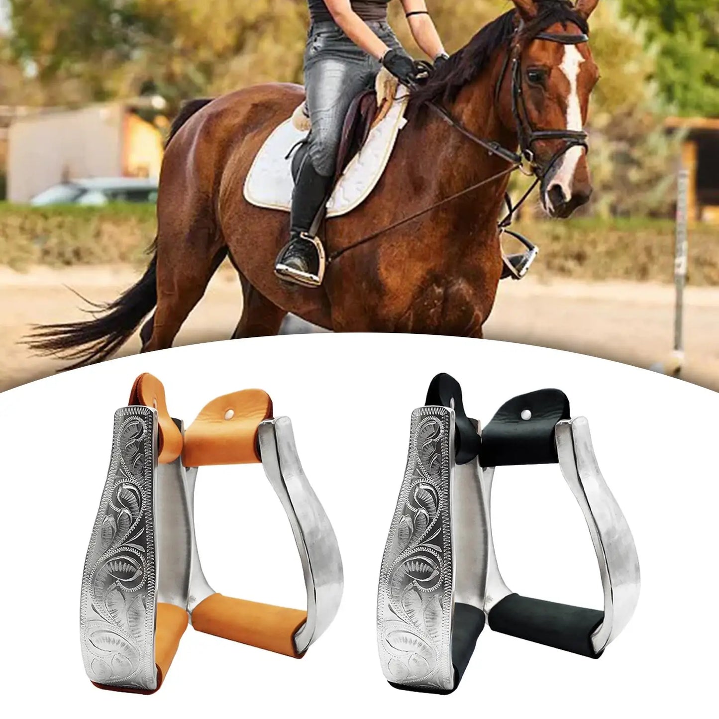 2 Pieces Horse Stirrups Accessories Lightweight Equipment Fillis Stirrups Saddle Stirrups for Outdoor Enthusiasts Equestrian