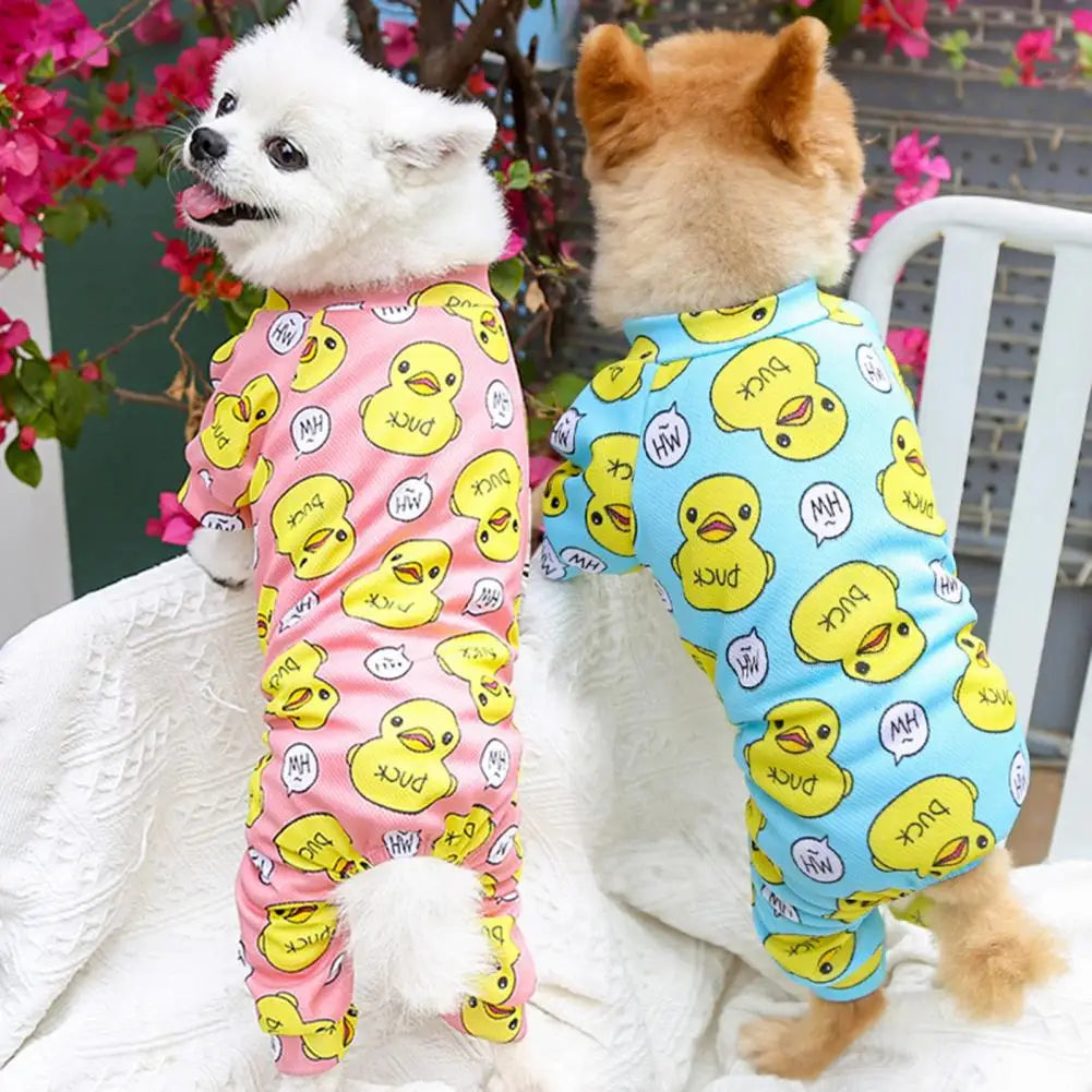 Pet Pajamas Wear Resistant Breathable Lovely Summer Dog Four-Legged Clothes   Pet Bodysuit  for Home Wear