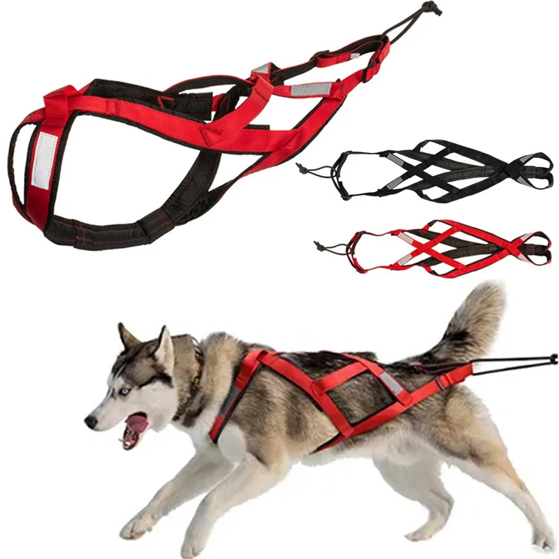 Pet Adjustable Reflective Harness Sledge for Small Large Dogs Harness Vest  Dog Mushing X Back Chest Strap Pet Training Supplies