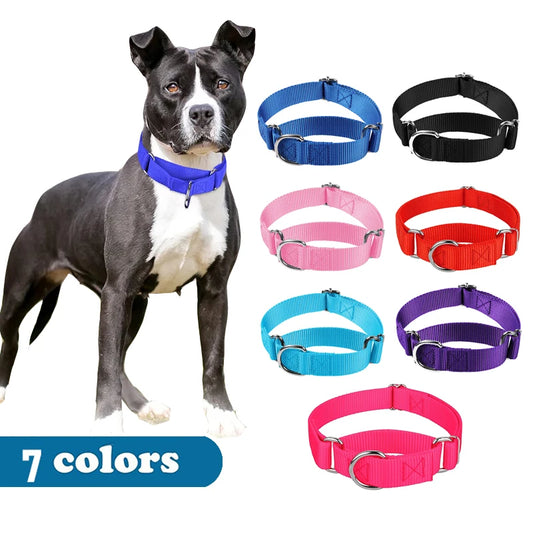 Sturdy Martingale Nylon Dog Collar Adjustable Soft Puppy Pet Collar For Small Large Dogs Training Control Prevents Slipping Out