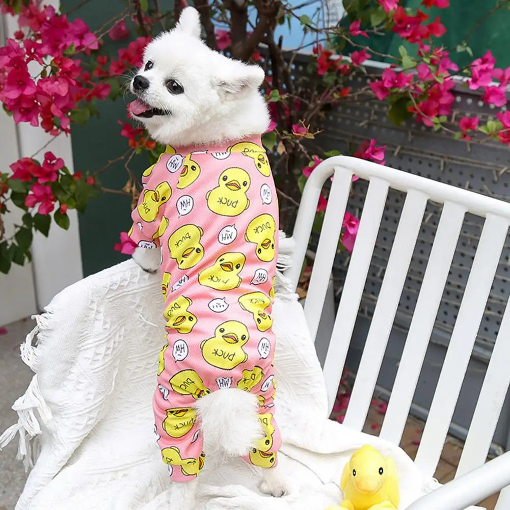 Pet Pajamas Wear Resistant Breathable Lovely Summer Dog Four-Legged Clothes   Pet Bodysuit  for Home Wear