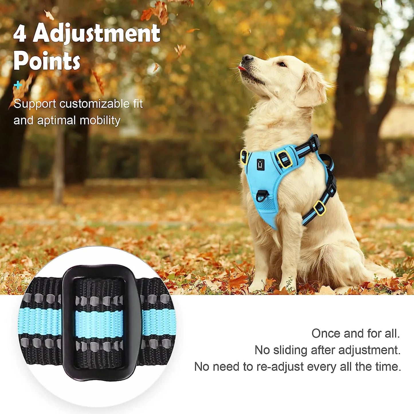 No Pull Dog Harness, Adjustable Soft Padded Pet Vest with Easy Control Handle