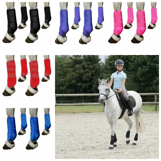 4pcs/set 3 Size Horse Sport Boots Set Colorful Breathable Horse Leg Wraps Comfortable Easy To Wear Leg Protective Support Gear