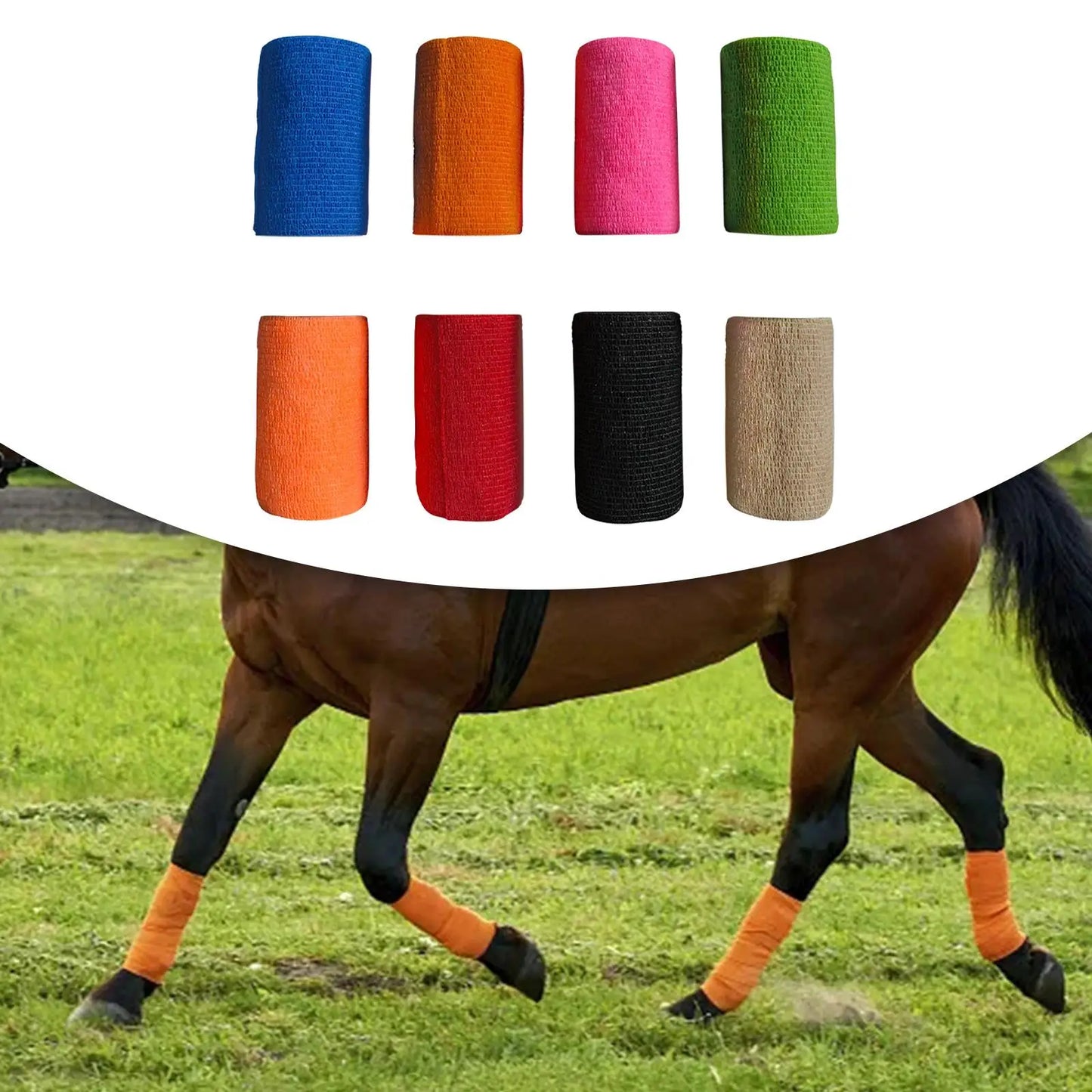 Vet Wrap for Horses 4 inch Wide Non Woven Elastic Breathable Self Adherent Wrap Horse Leg Tape for Horses Pet Cats Knee