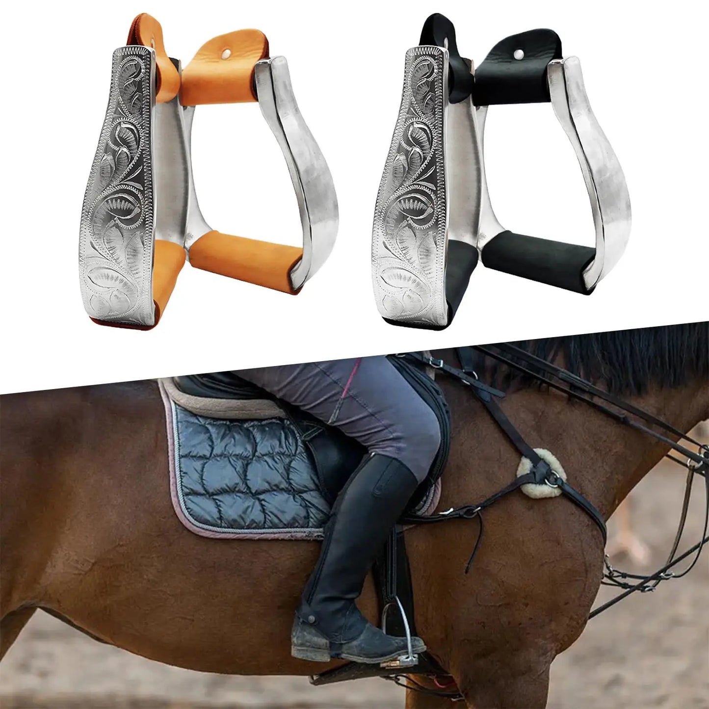 2 Pieces Horse Stirrups Accessories Lightweight Equipment Fillis Stirrups Saddle Stirrups for Outdoor Enthusiasts Equestrian