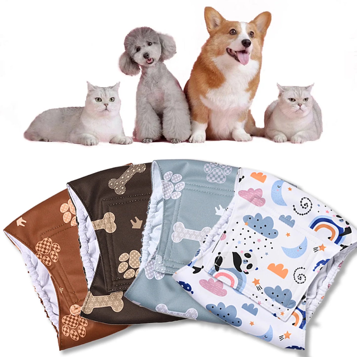 2/3/4/5Pack Male Dog Wrap Puppy Pet Male Dog Physiological Pants Sanitary Underwear Belly Band Nappies Cloth Cotton Diaper Wraps