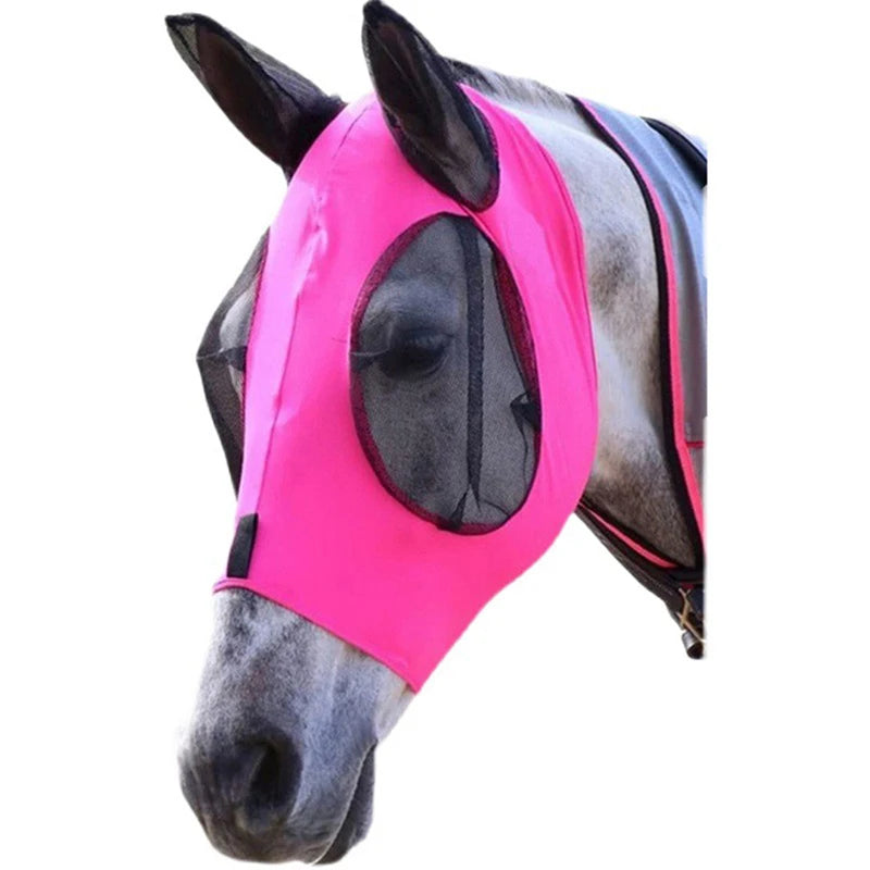 1 Pc Anti-Fly Mesh Equine Mask Horse Mask Stretch Bug Eye Horse Fly Mask with Covered Ears Horse Fly Mask Long Nose with Ears