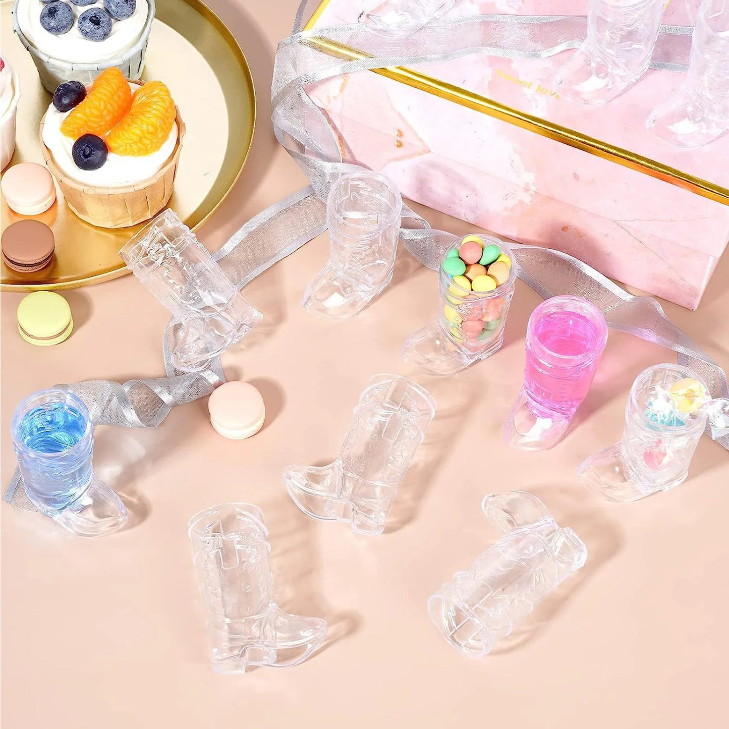 10Pcs MiniPlastic Cowboy Boot Glasses Clear Cups Reusable Western  BeerMugs for Bachelorette Party Decorations Birthday Supplies