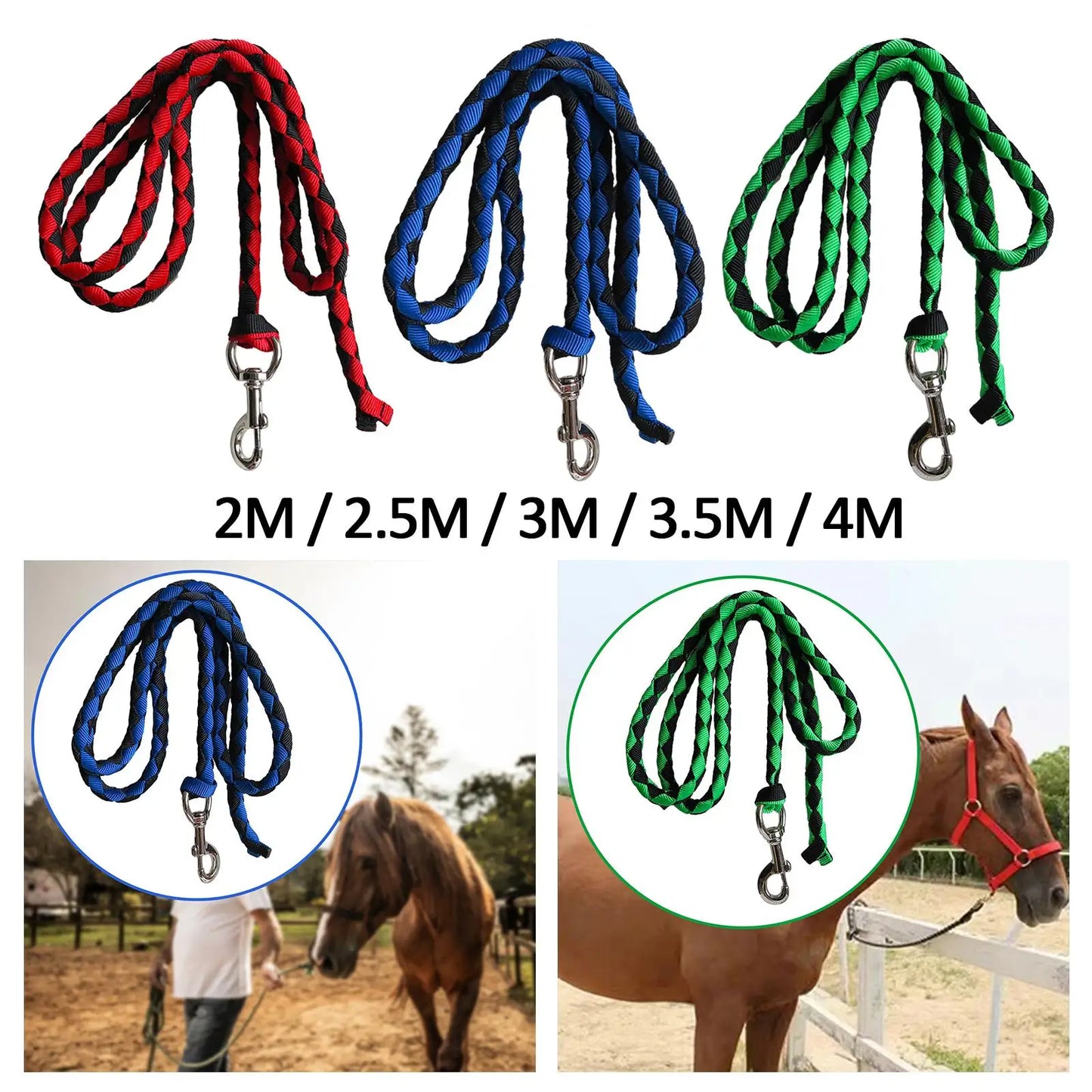 Horse Lead Rope with Bolt Snap Braided Horse Rope for Leading Training Horse, Pet, or Sheep