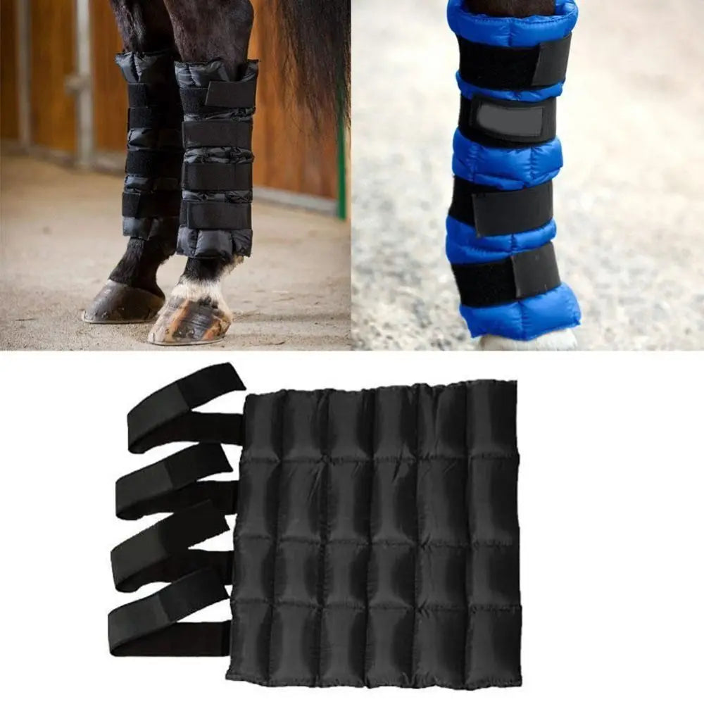 Black Ice Boot for Horses Leg Reusable Adjustable Cooling Boot Bag Leg Guard Cooling Pad Equestrian Leg Guard Protector Equine