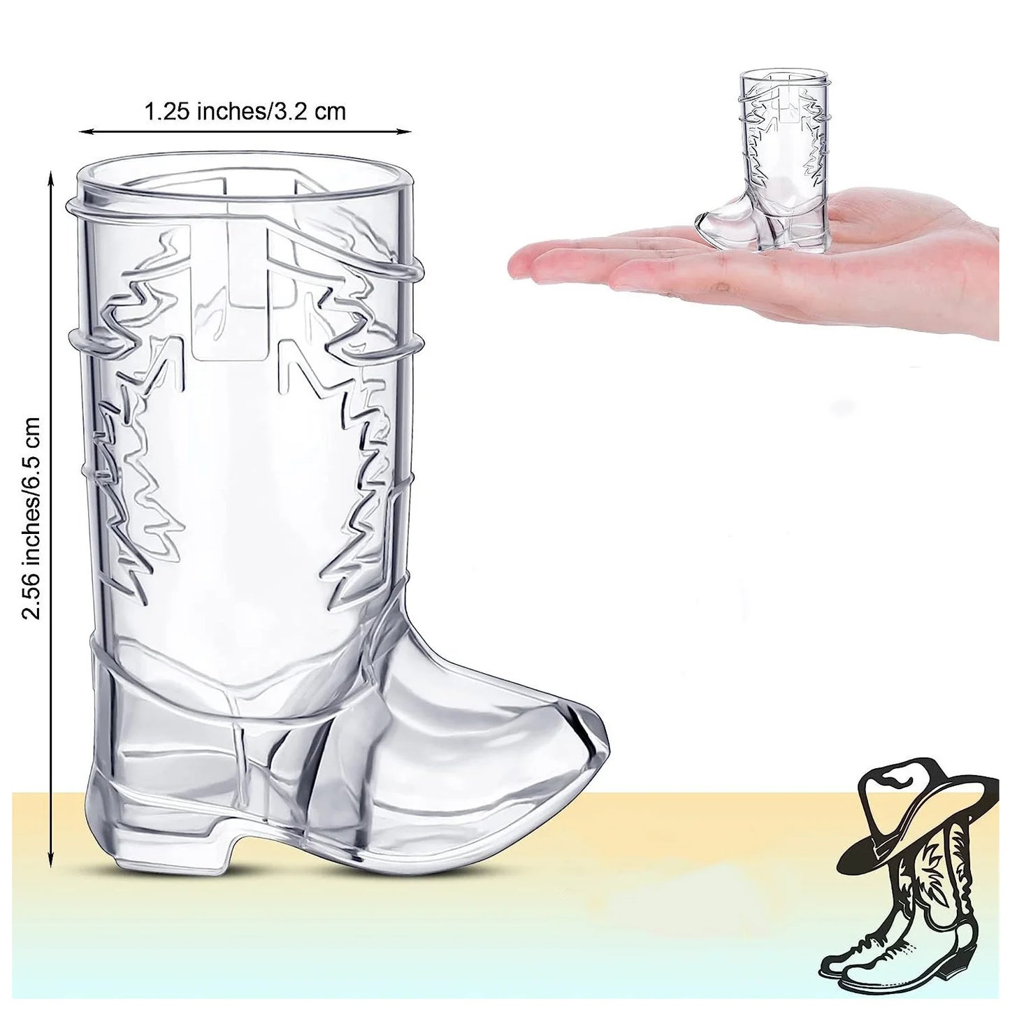 10Pcs MiniPlastic Cowboy Boot Glasses Clear Cups Reusable Western  BeerMugs for Bachelorette Party Decorations Birthday Supplies