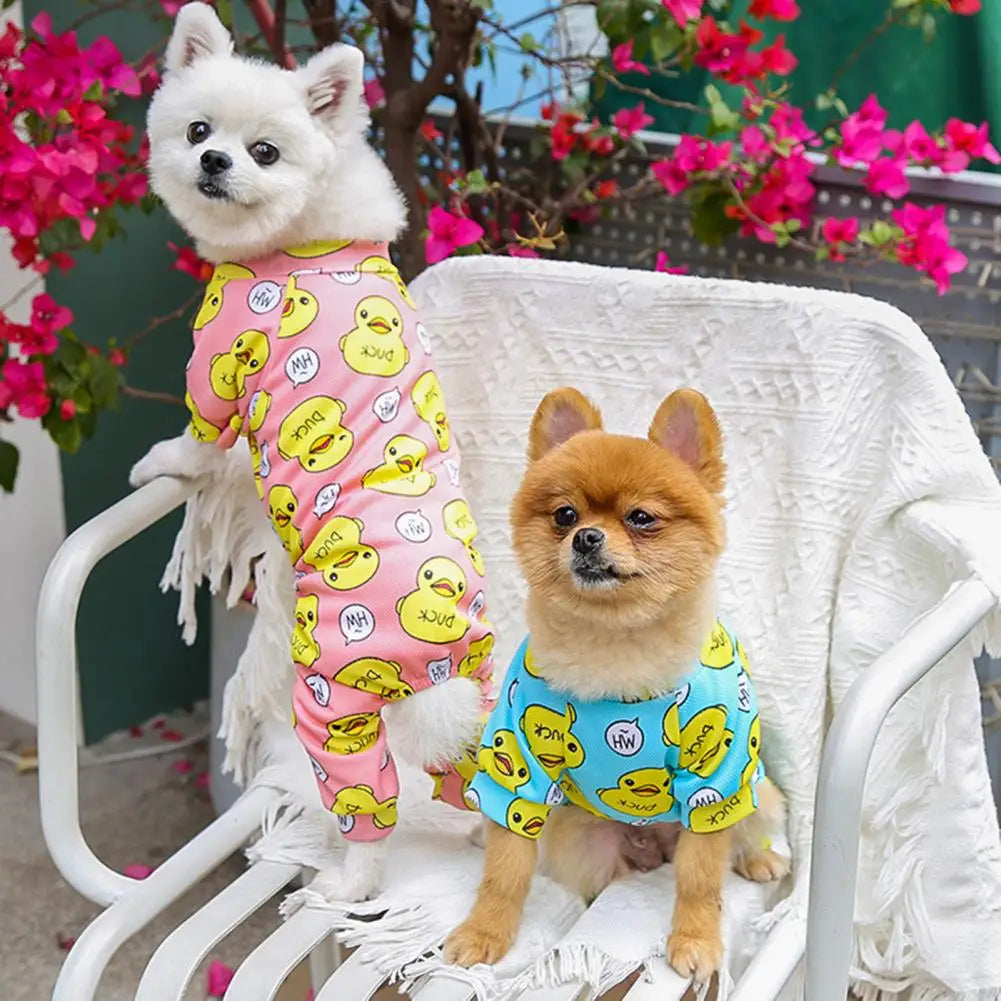 Pet Pajamas Wear Resistant Breathable Lovely Summer Dog Four-Legged Clothes   Pet Bodysuit  for Home Wear