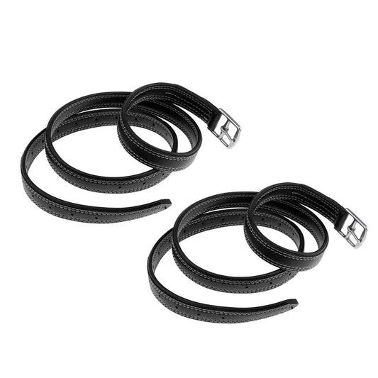 2 Pieces Horse Riding Stirrups Belt Strap Leathers with Stainless Steel Buckle 51''(L) x 1''(W)