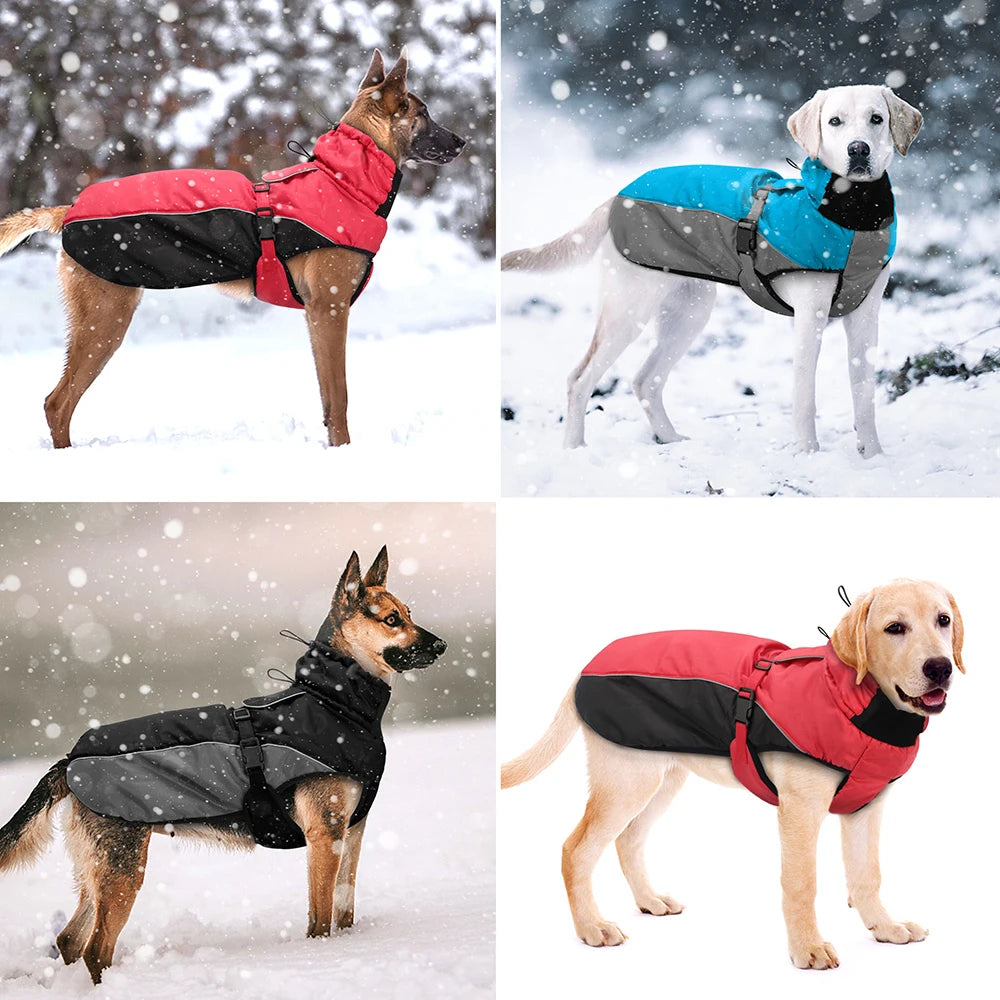 Waterproof Dog Winter Jacket Reflective Windproof Big Dog Clothes Soft Dog Coat Jackets Adjustable for Medium Large Dogs Pitbull