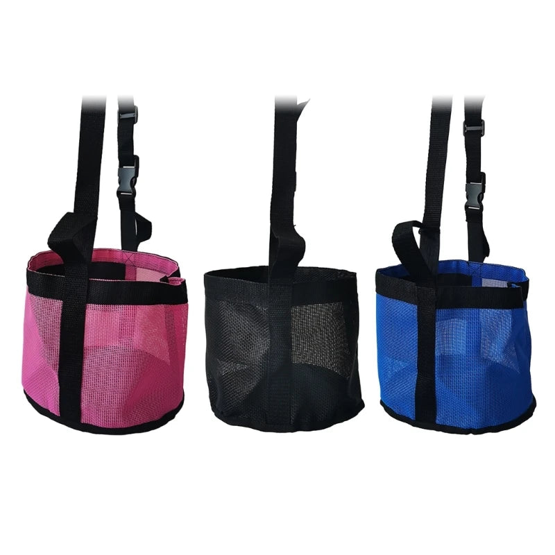 Horse Feed Bag Horse Feeding Hays Bag Hays Bucket with Adjustable Strap, Mesh Feed Bag Hays Storage Bag Slow Feed Bucket