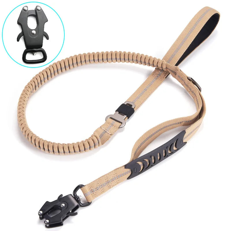 Reflective Explosion-proof Dog Leash For Medium Large Dogs Shock Absorption Handles Heavy Duty Dog Leashs With Car Safety Clip