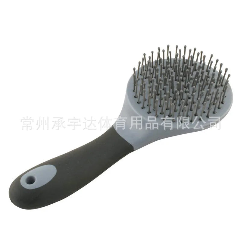 Horse Mane & Tail Brush Round Shaped Soft Rubber Grip  Needle Bristles Stable Cleaning Kit Horse Grooming Brush new