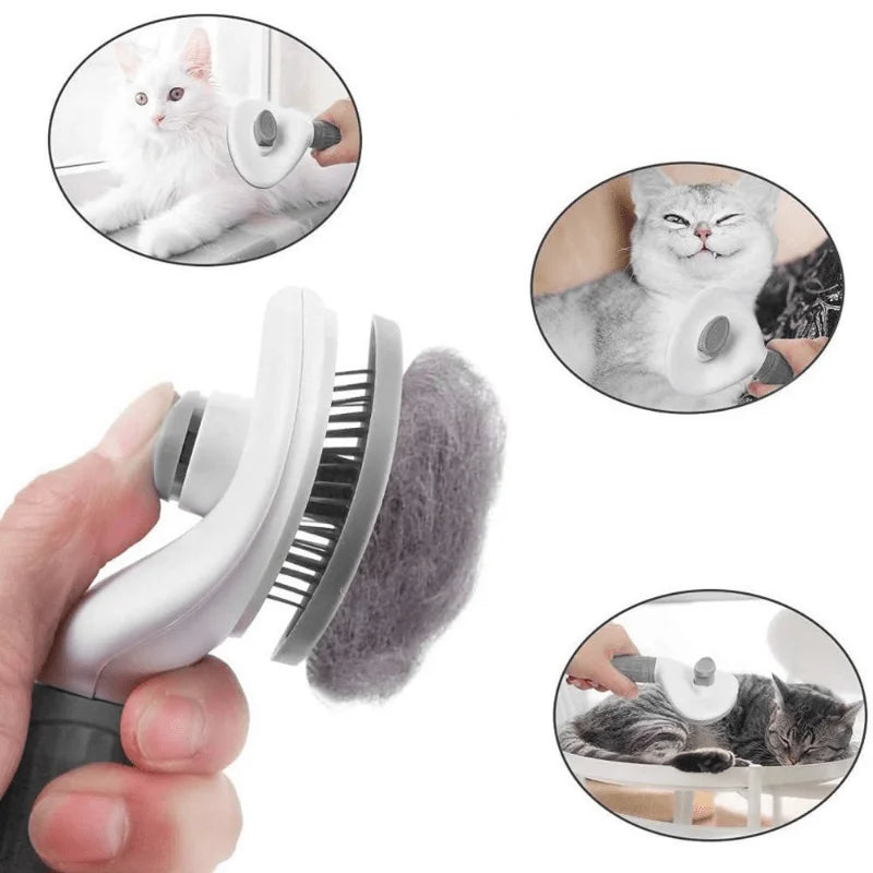 Pet Comb Cleaning Brush One-key Hair Removal, Beauty, Dog Comb Stainless Steel Hair Removal Self-cleaning Comb