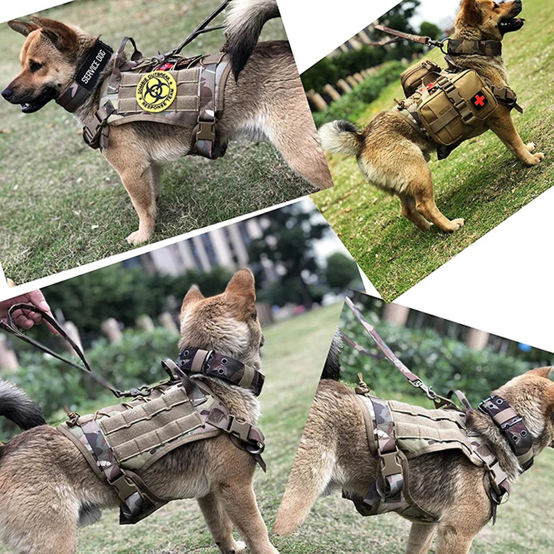 Tactical Dog Harness Military Training K9 Padded Quick Release Vest Pet Training Dog Harness For Set Small Medium Large Dogs