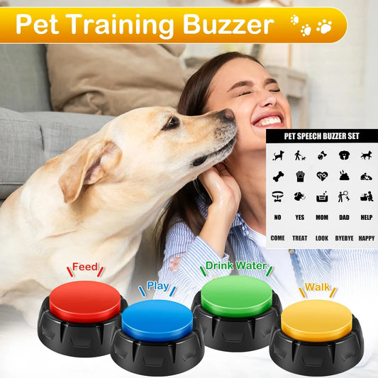 Dog Training Buttons Recordable Pet Talking Voice Recording Interactive Toys with Sticker for Communication Pet Training Buzzer