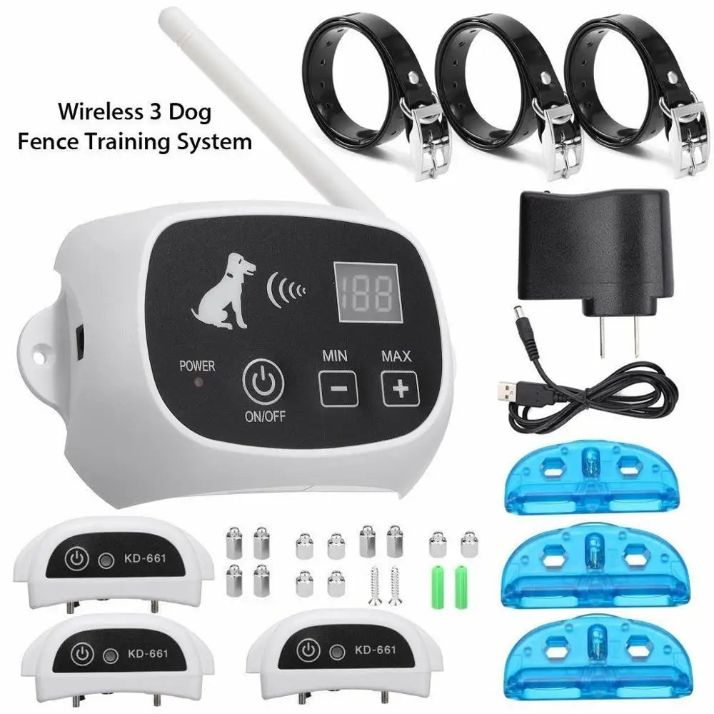 1/2/3 Wireless Electric Dog Pet Fence Shock Collar System Waterproof Transmitter 100g2280