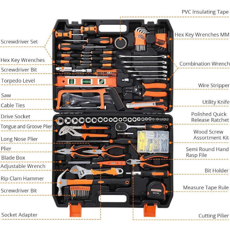 236 Piece Tool Set - Auto Repair Combination Package, Socket Wrench Mixed Tool Set Hand Tool Kit with Plastic Toolbox Storage Case, Complete Household Tool Box with Essential Tools