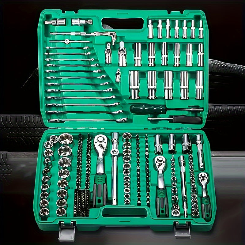 216&151&53PCS Tool Set, MechanicTool Kits For Auto Repair And Household Mechanical Tool Kit For Car Repair Tools, 1/2 *1/4" 3/8 "drive Depth And Standard Sockets, Ratchet Torque Wrench Screwdriver Socket Combination Tool Kit